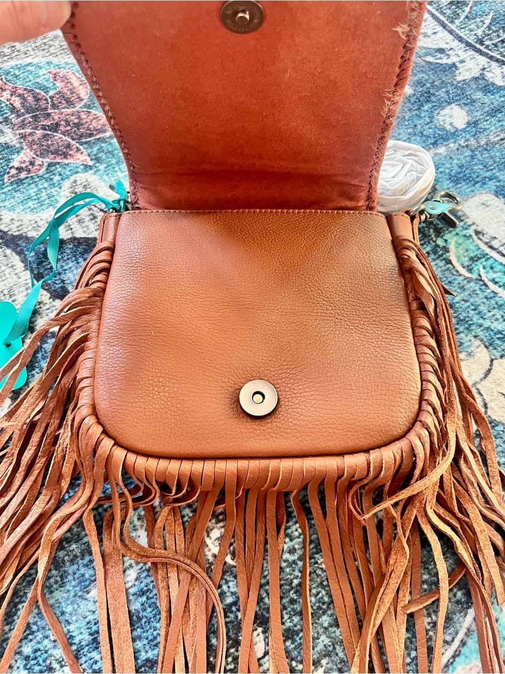 Montana West Brown & White Cowhide Fringe Crossbody - Picture 9 of 14